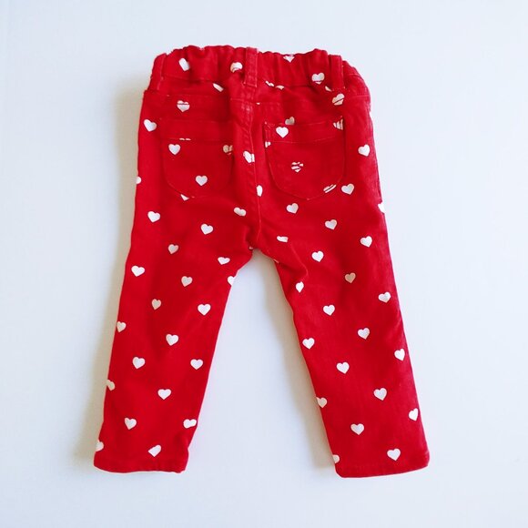 Baby Gap 1969 Red Mini Skinny Heart Print Denim Pants 12-18 Months - Picture 4 of 9